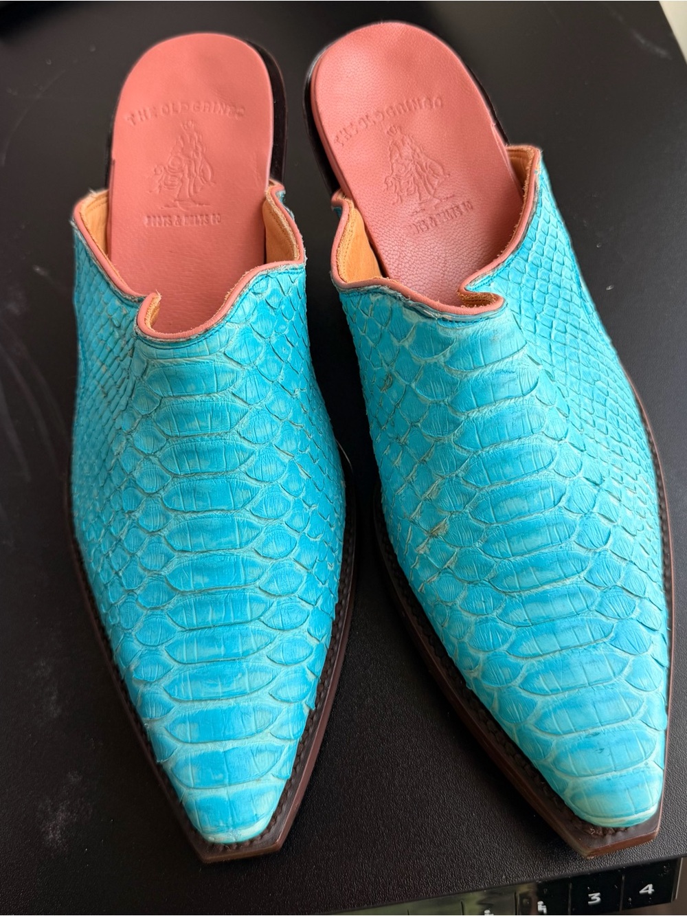 Old Gringo Turquoise Exotic Leather Mule Heels - Picture 2 of 8